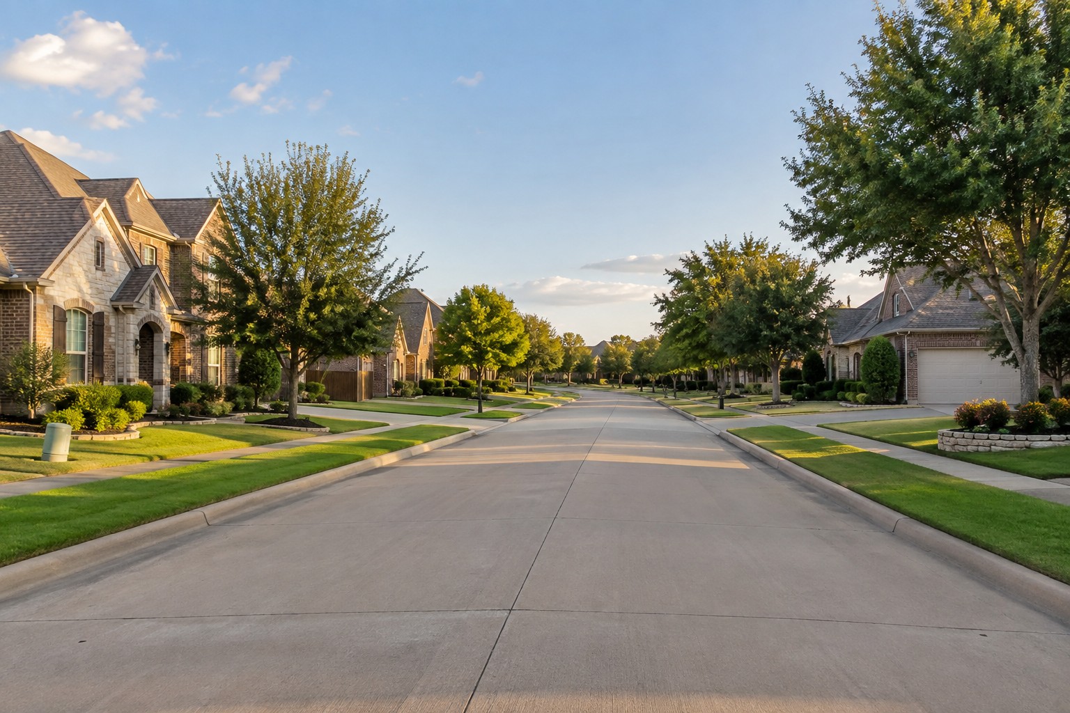 A North Texas residential street, illustrative
